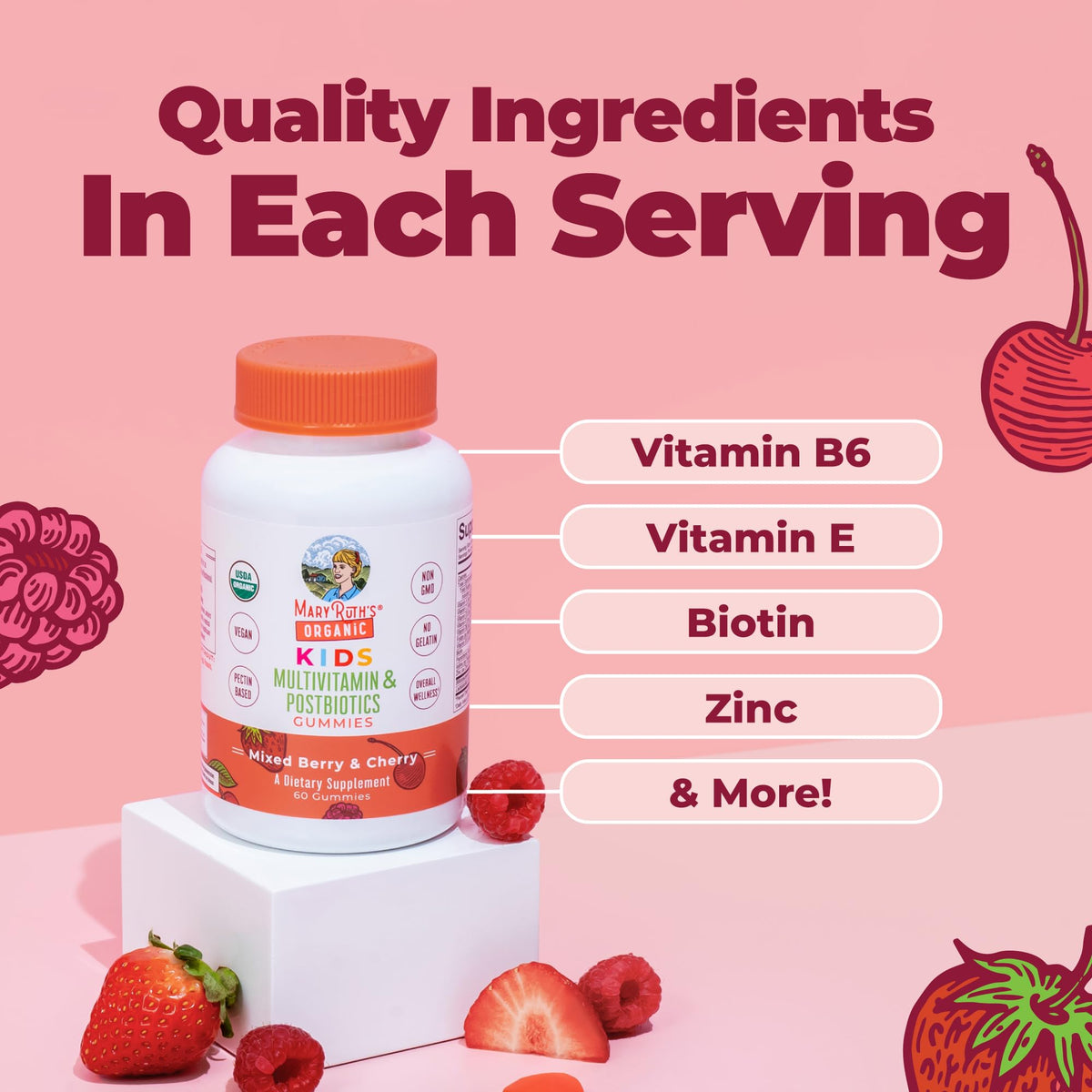 MaryRuth's Organic Kids Multivitamin + Postbiotics Gummies - 60 Count - image 5