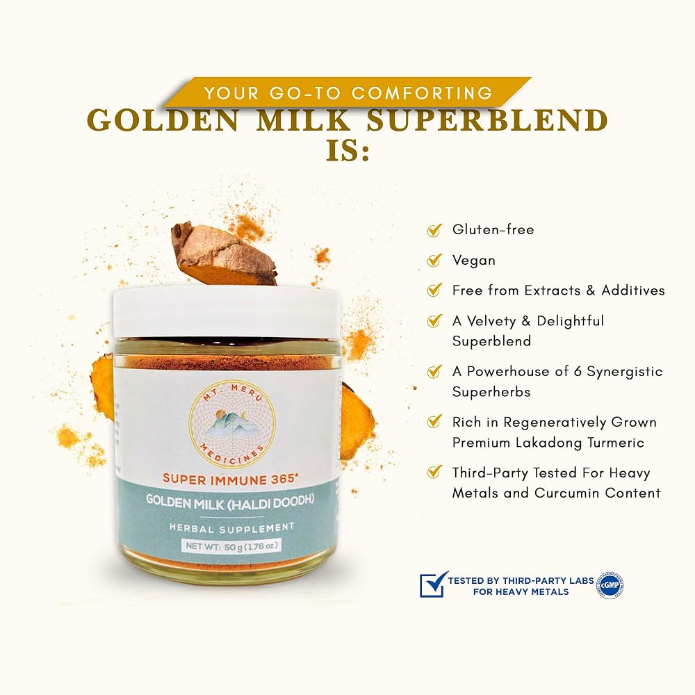 Mt. Meru Medicines Ayurvedic Golden Milk Turmeric Powder - 50g - image 3