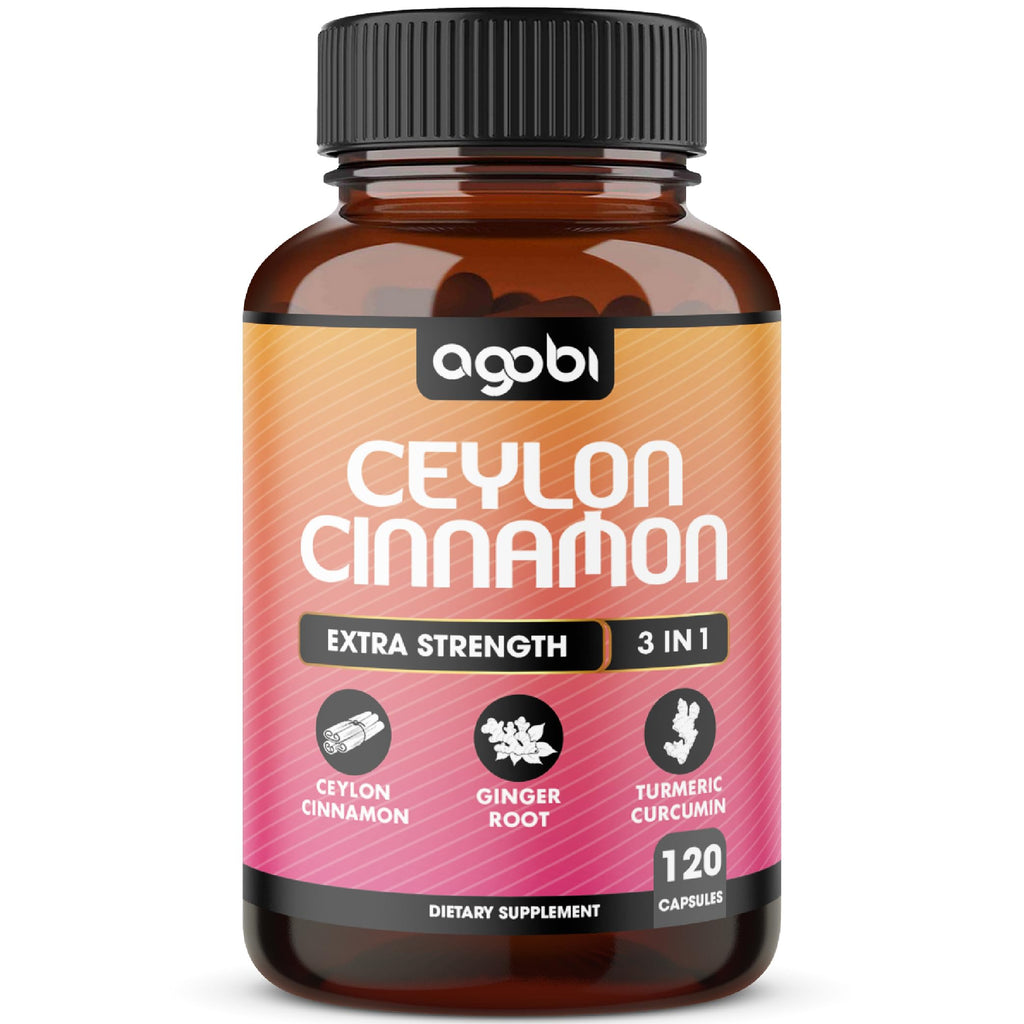 agobi Ceylon Cinnamon Capsules with Ginger & Turmeric - 120 Capsules