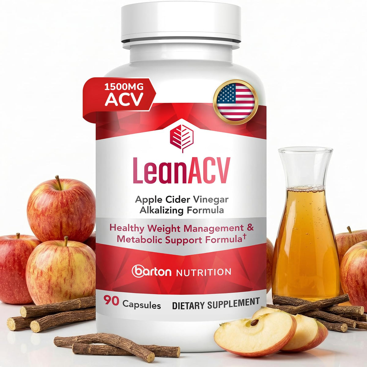 Barton Nutrition LeanACV Apple Cider Vinegar Capsules - 90 Count