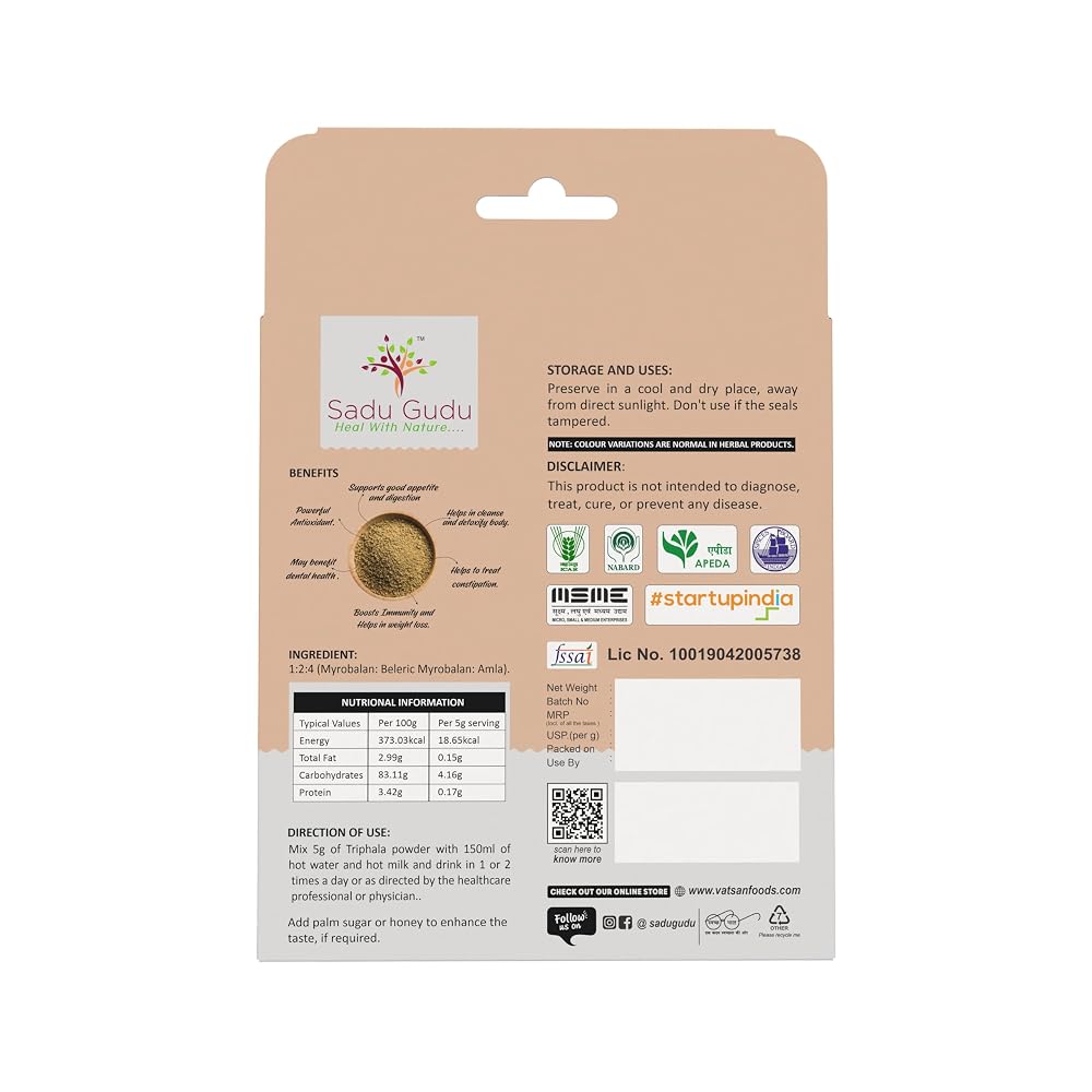 Sadu Gudu Triphala Powder - 100g - image 5