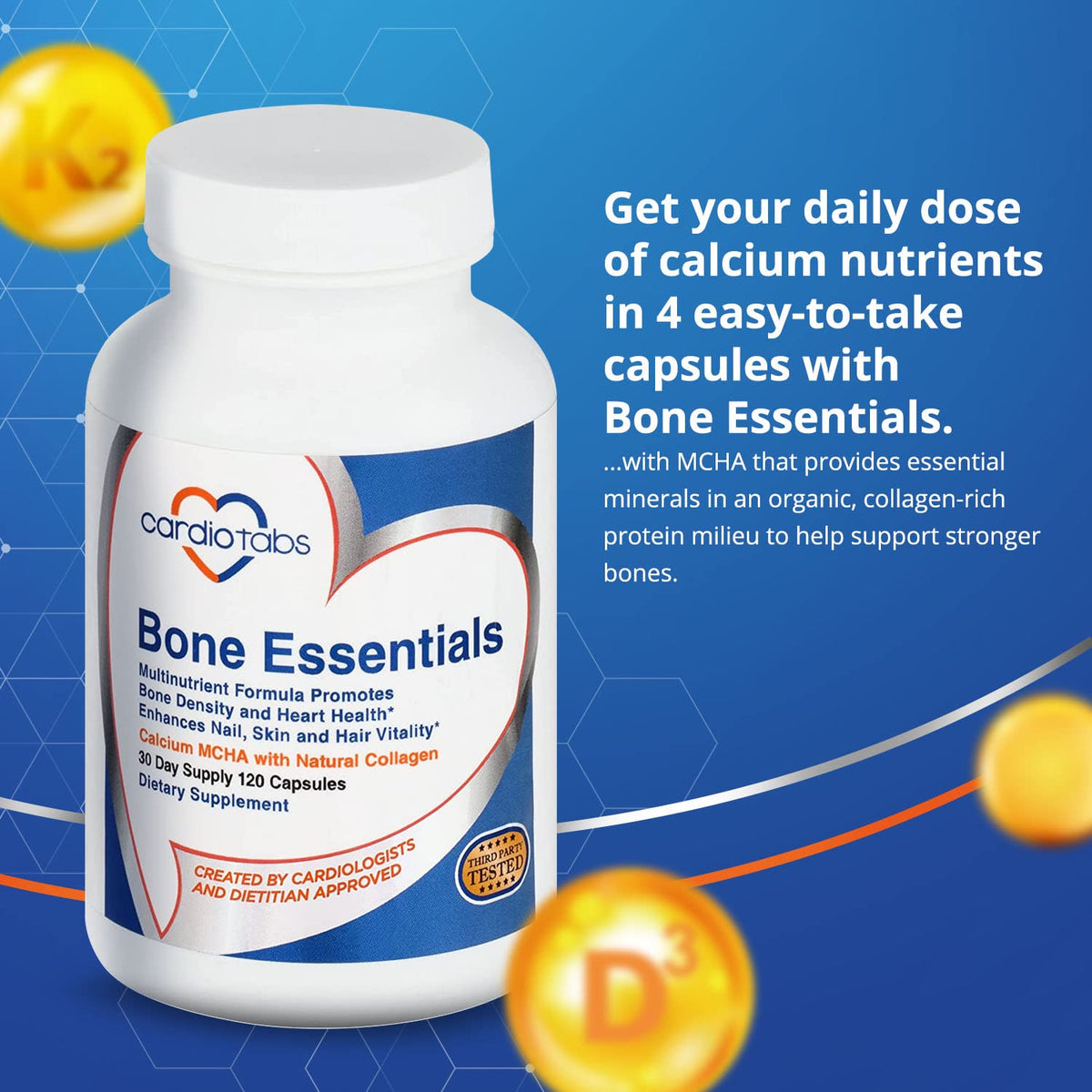 CardioTabs Bone Essentials with MCHA & Collagen - 120 Capsules - image 2