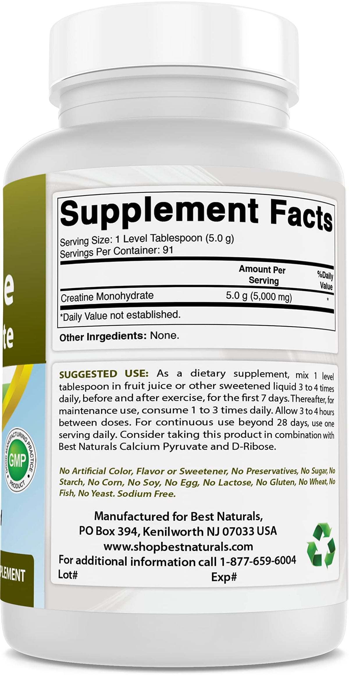 Best Naturals Creatine Monohydrate Pure Powder - 1 Lb - image 6