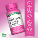 Nature's Truth Hair Skin and Nails with Biotin - 60 Caplets - image 3