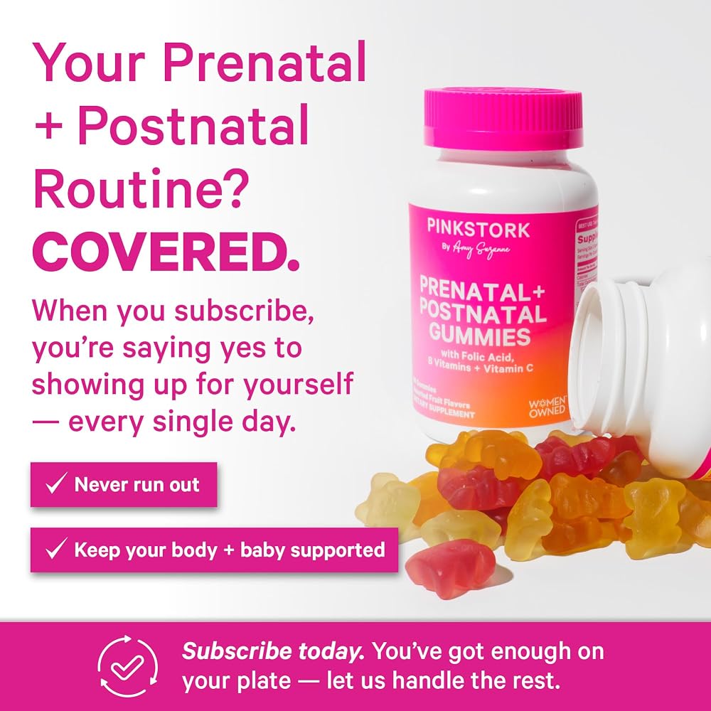 Pink Stork Fertility + Prenatal + Postnatal Gummy Vitamins - 60 Gummies - image 4