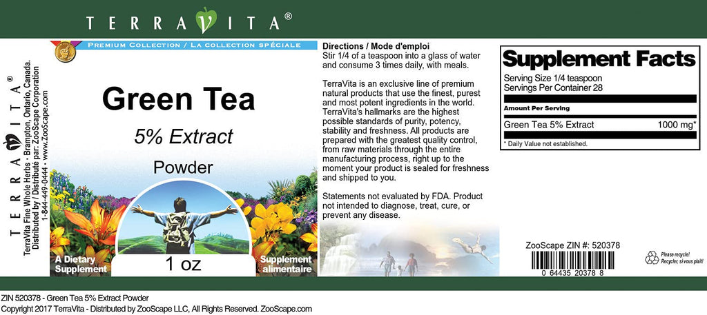 Terravita Green Tea 5% Powder - 3 Pack (1 oz each) - image 2