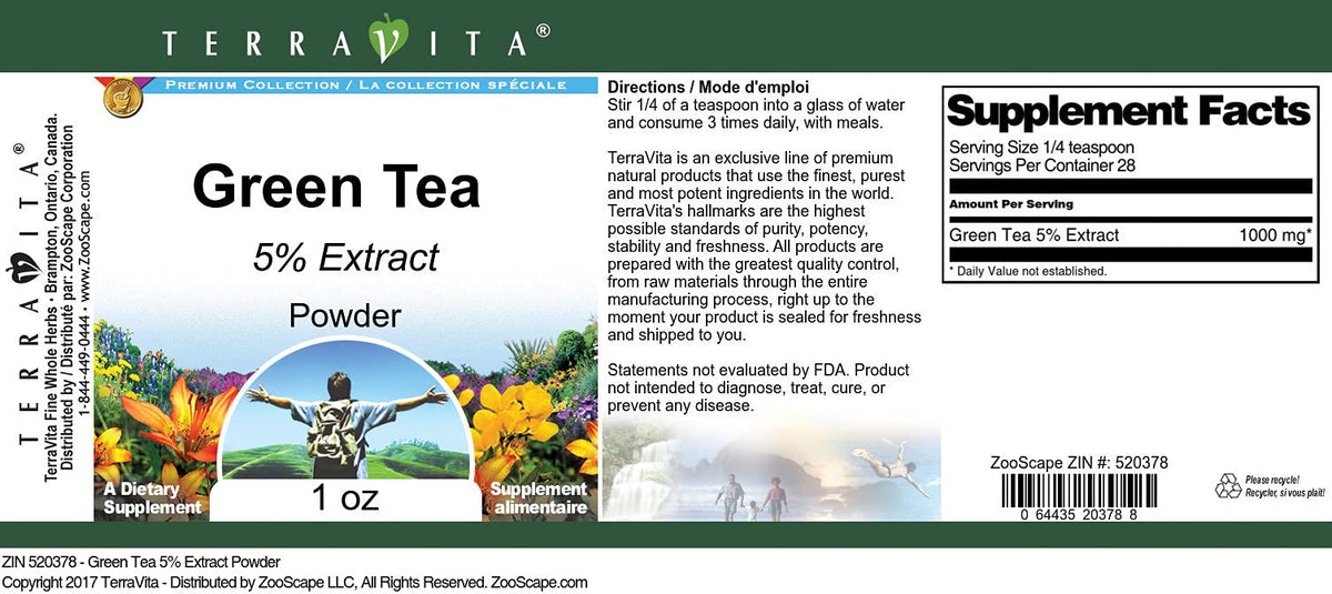 Terravita Green Tea 5% Powder - 3 Pack (1 oz each) - image 2