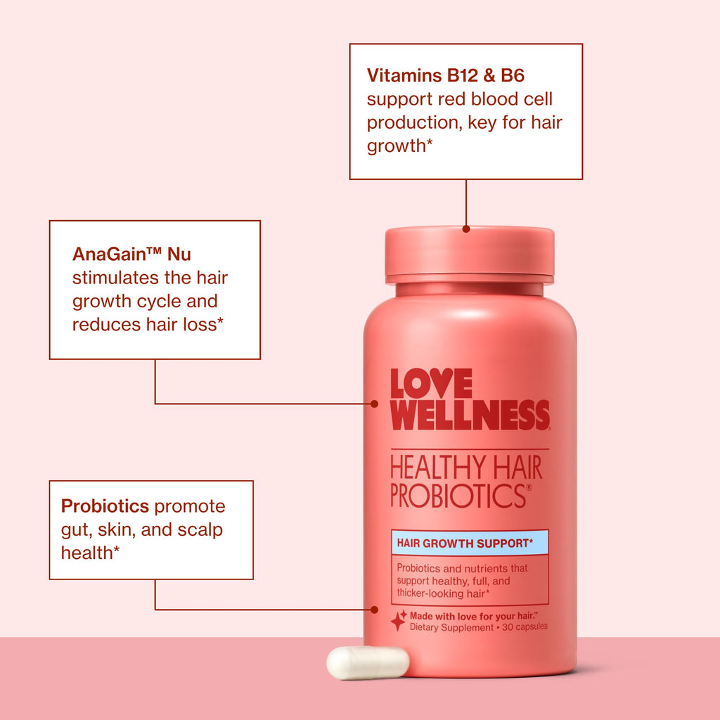 Love Wellness Healthy Hair Probiotics with Biotin - 30 Capsules - image 4