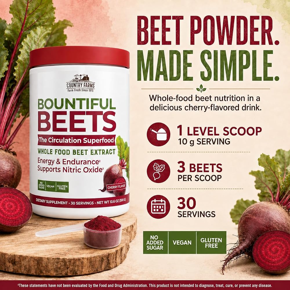 Country Farms Bountiful Beets Powder for Circulation - 30 Servings - image 2