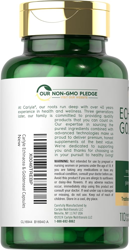 Carlyle Echinacea Goldenseal Capsules - 110 Vegetarian Capsules - image 3