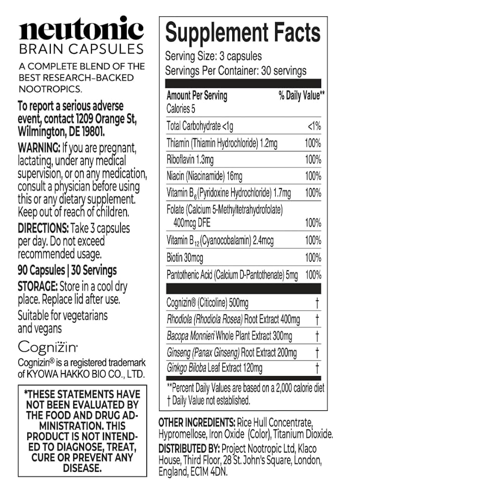 Neutonic Nootropic Brain Supplement for Focus & Memory - 90 Capsules - image 5