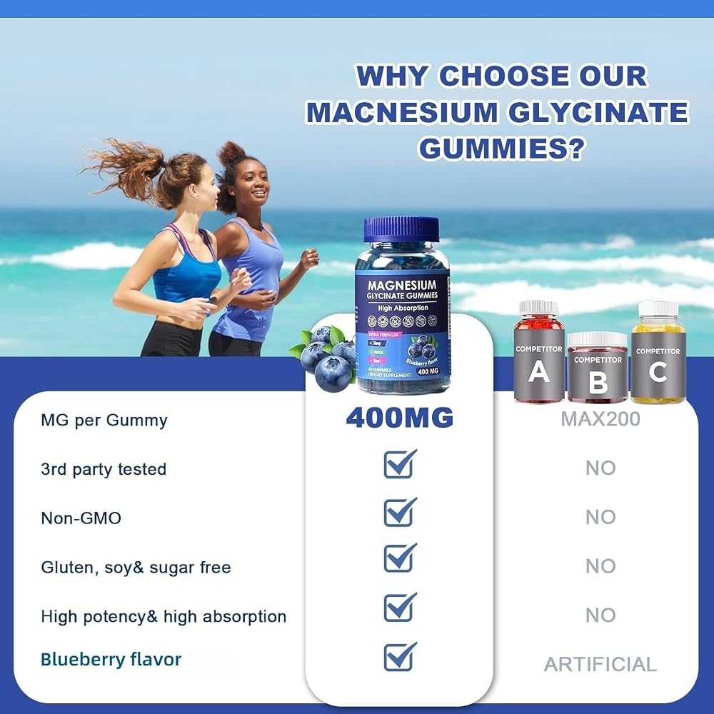 HISOKOI Magnesium Glycinate Gummies 400mg for Sleep - 60 Count - image 4