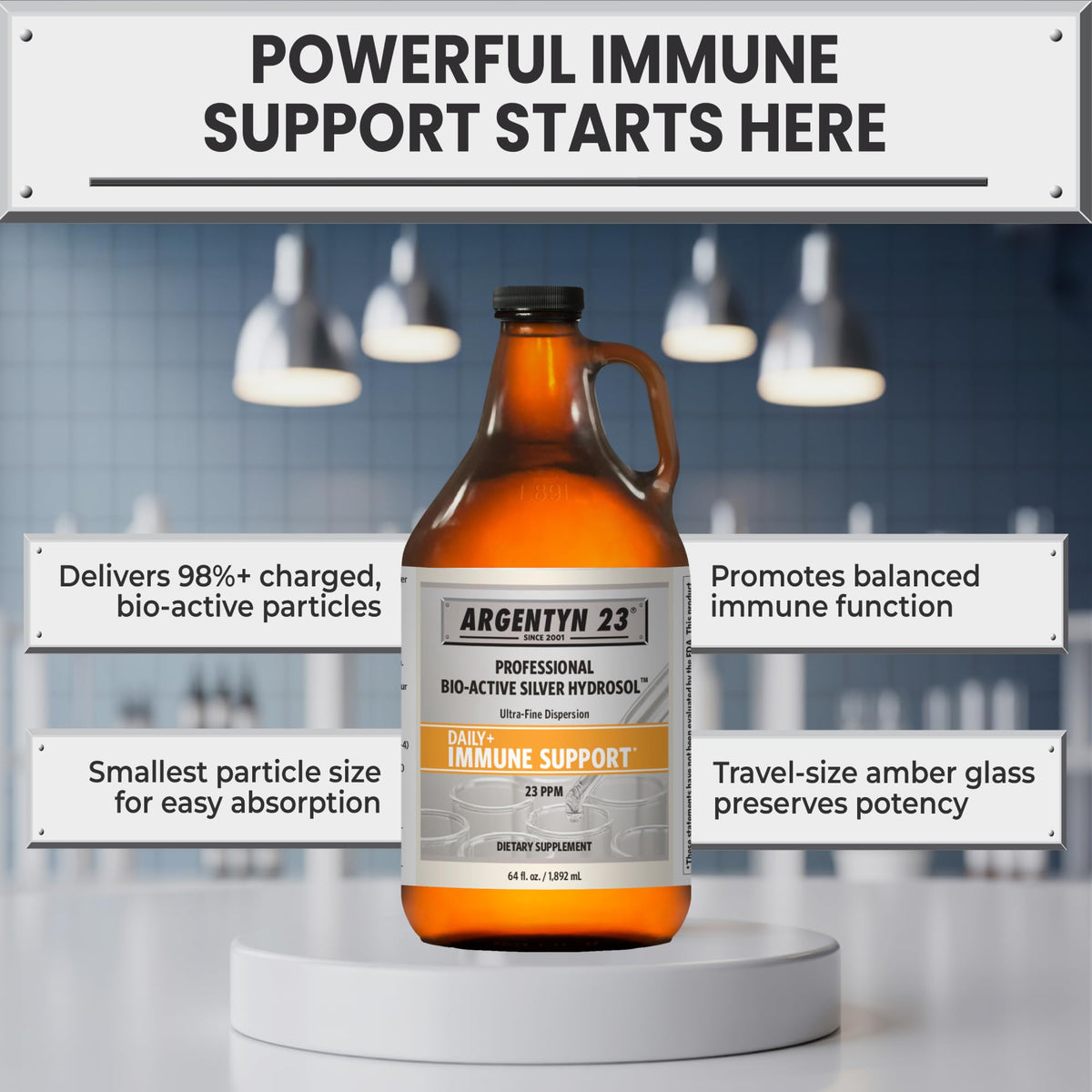 Argentyn 23 Professional Colloidal Silver Immune Support - 64 fl oz - image 2