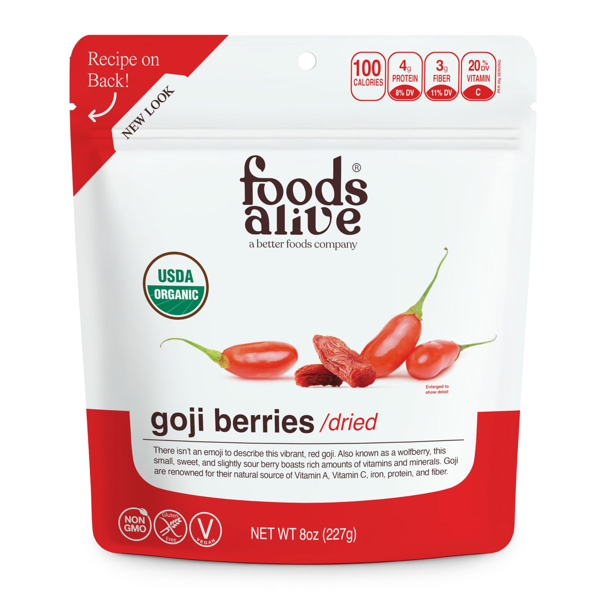 Foods Alive Organic Goji Berries - 8 Ounce Bag