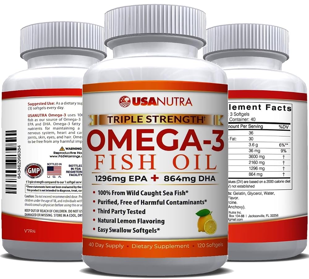 USANUTRA Triple Strength Omega-3 Fish Oil 3600mg - 120 Softgels