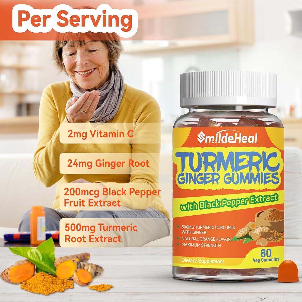 SmildeHeal Turmeric Curcumin Gummies 500mg - 120 Count - image 3