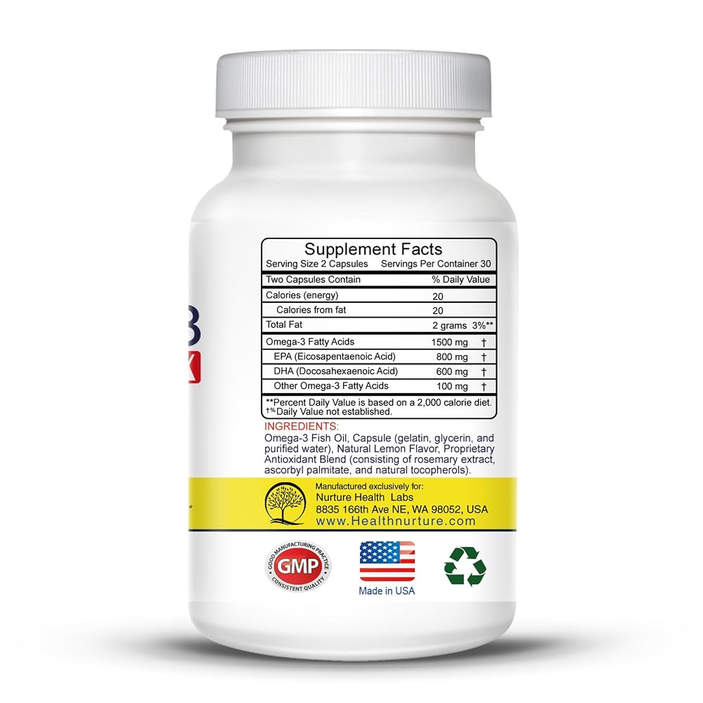 Health Nurture Fish Oil Omega-3 Maximum Strength 1500mg - 60 Softgels - image 4
