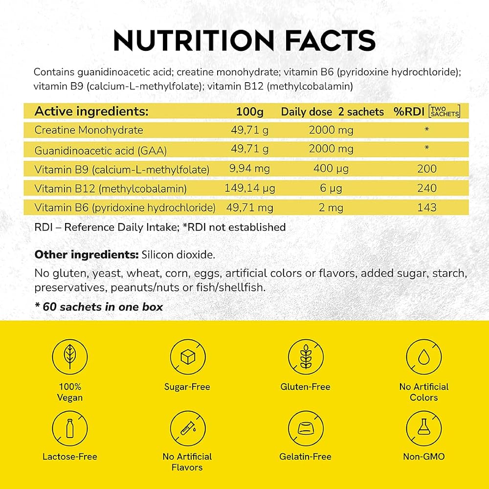 CreGAAtine Micronized Creatine Monohydrate + GAA - 60 Sachets - image 6