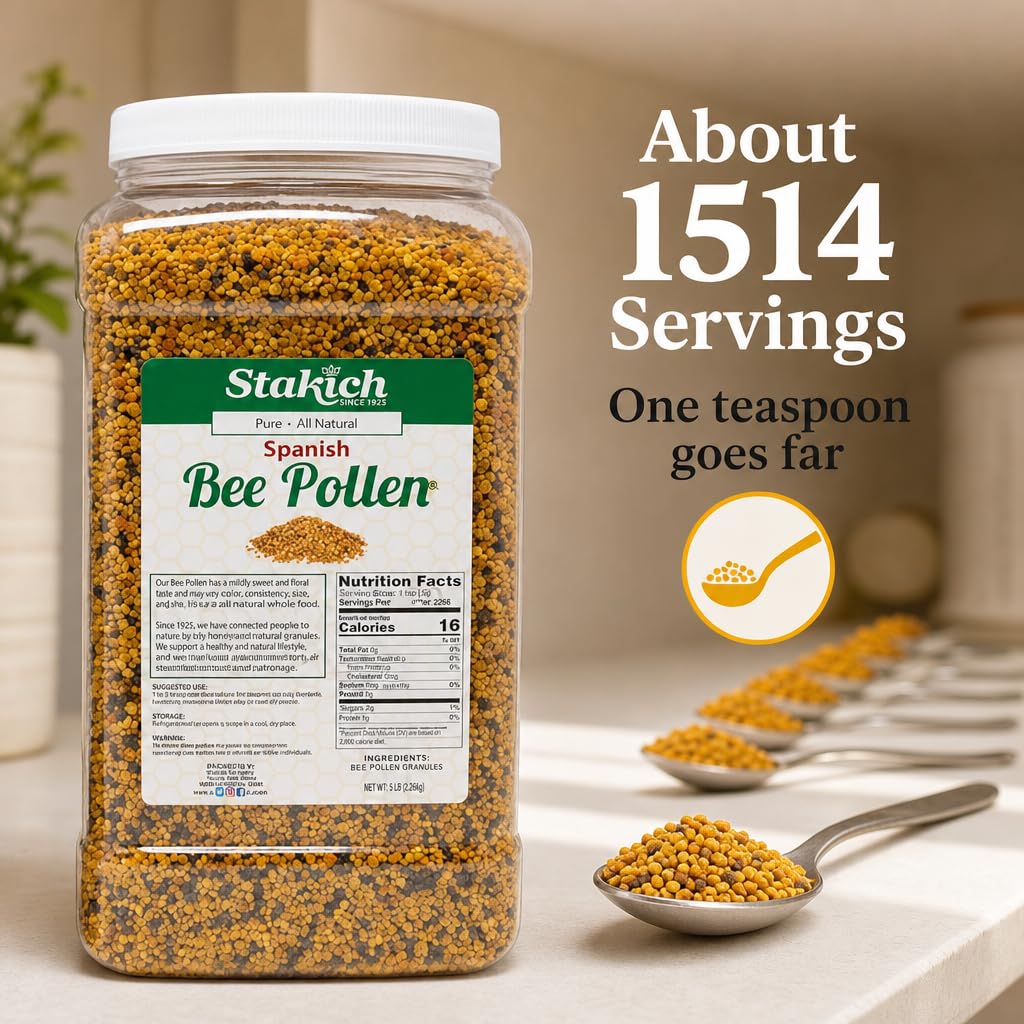 Stakich Spanish Bee Pollen Granules 100% Pure Natural - 5 lb - image 2