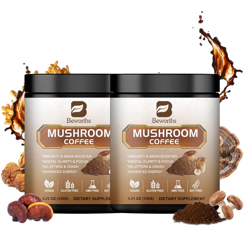 B BEWORTHS Mushroom Coffee - Lions Mane Mushroom Powder Instant