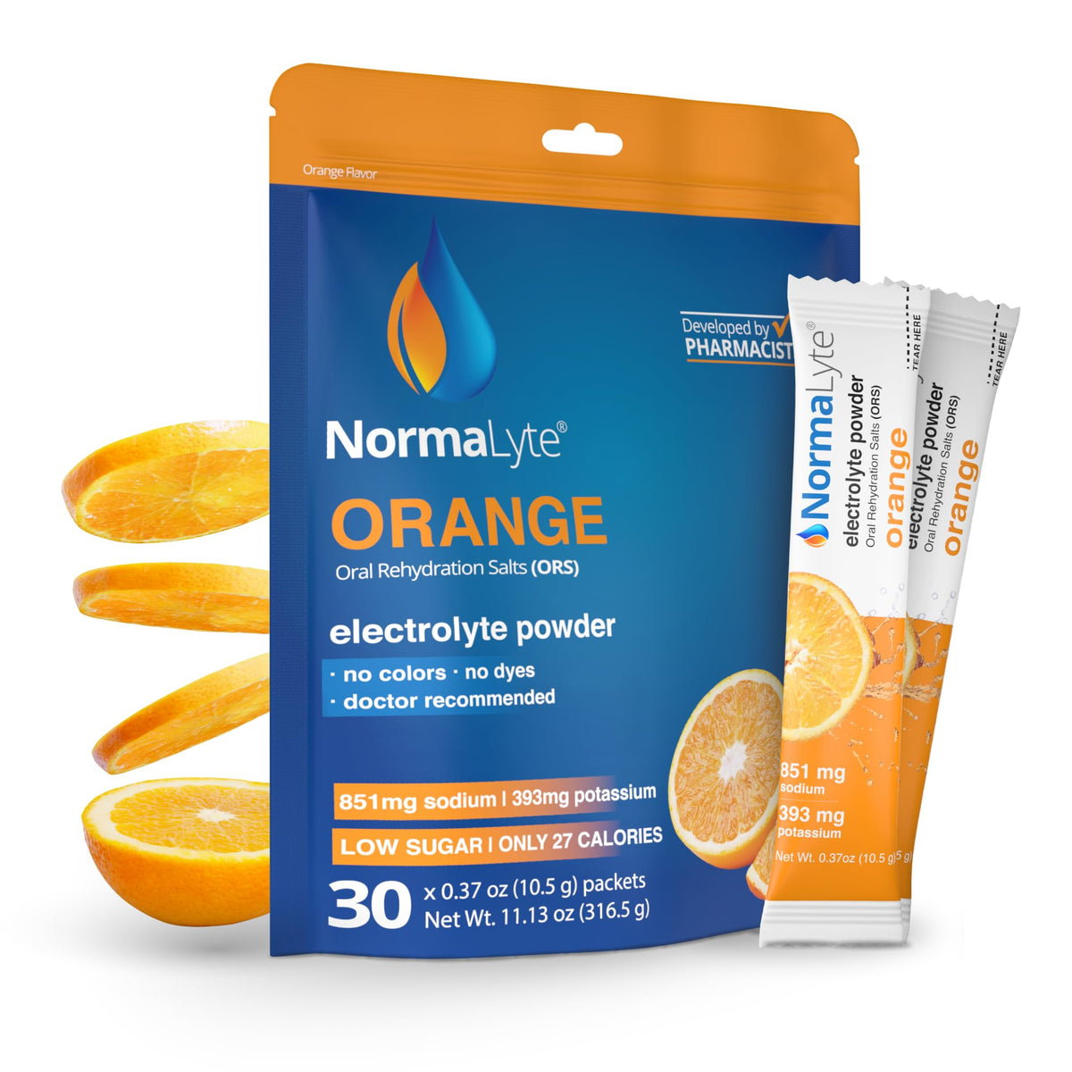 NormaLyte Orange Electrolyte Powder Packets - 30 Count