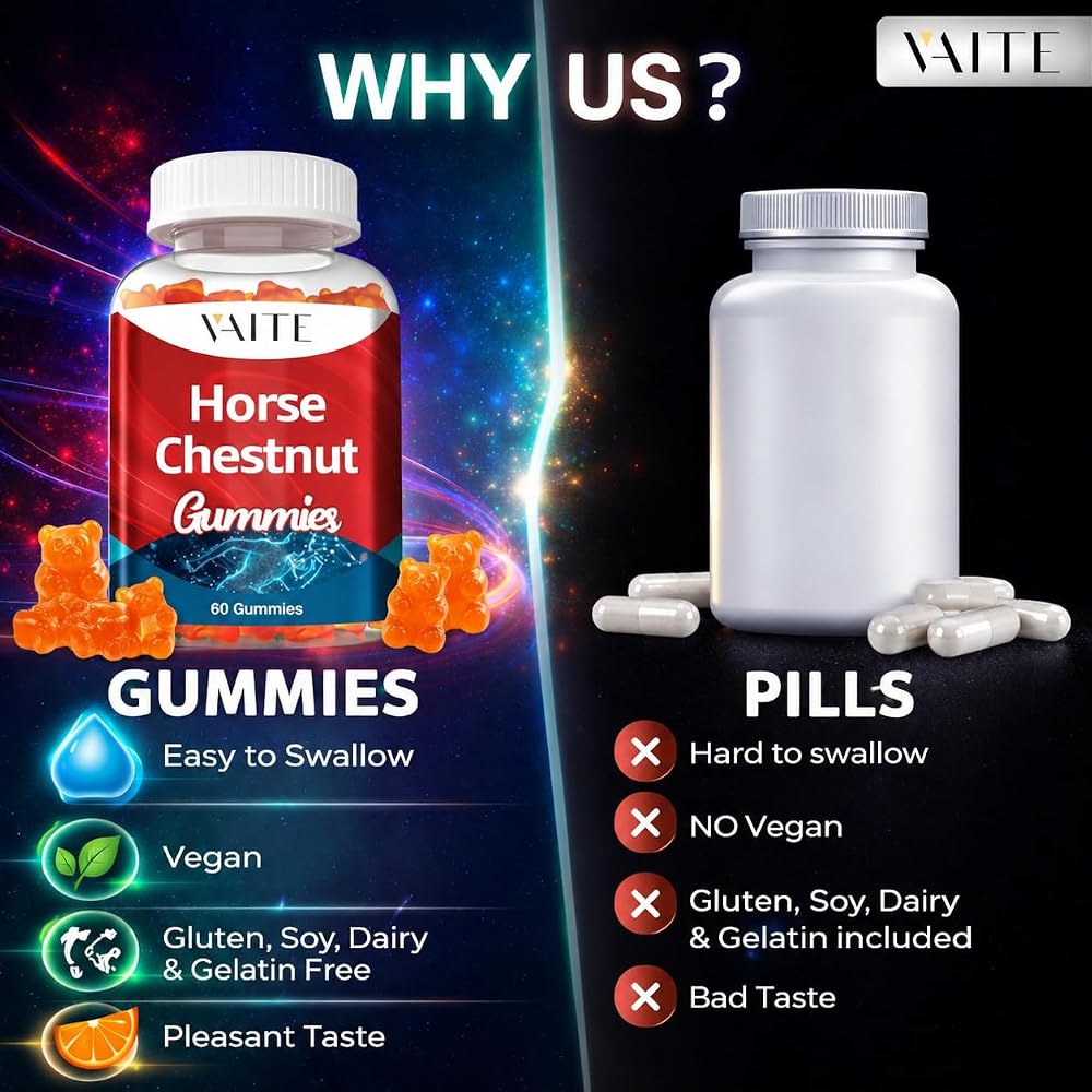 VAITE Horse Chestnut Extract Gummies Vein Support - 60 Count - image 5