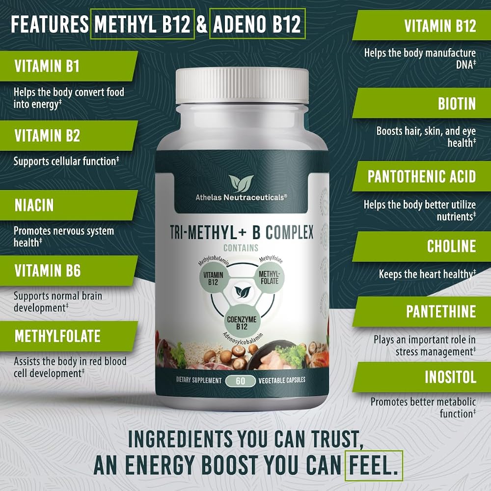 Athelas Neutraceuticals Tri-Methyl+ B Complex Methylated B Vitamins - image 4