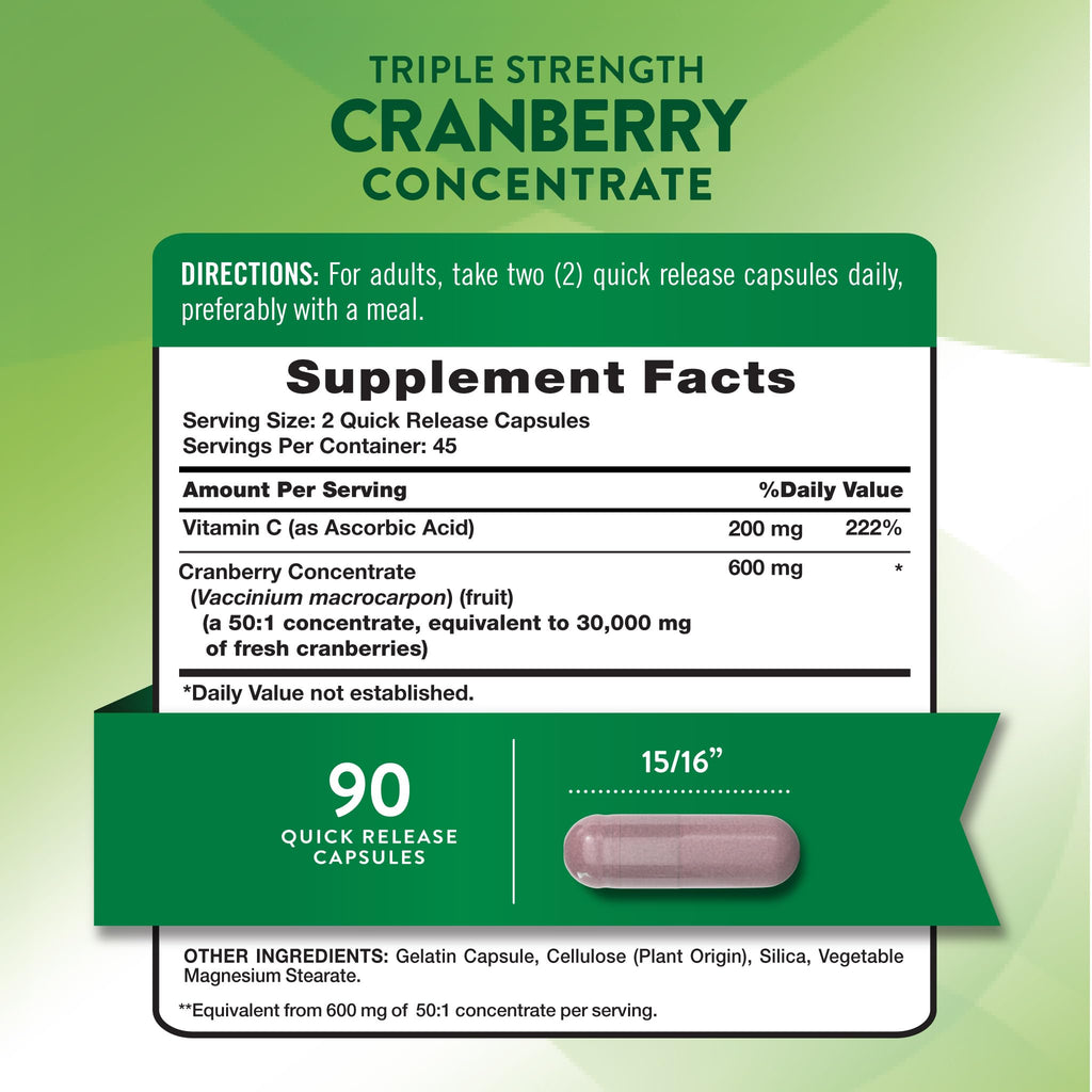 Nature's Truth Cranberry Concentrate Pills with Vitamin C - 90 Capsules - image 2