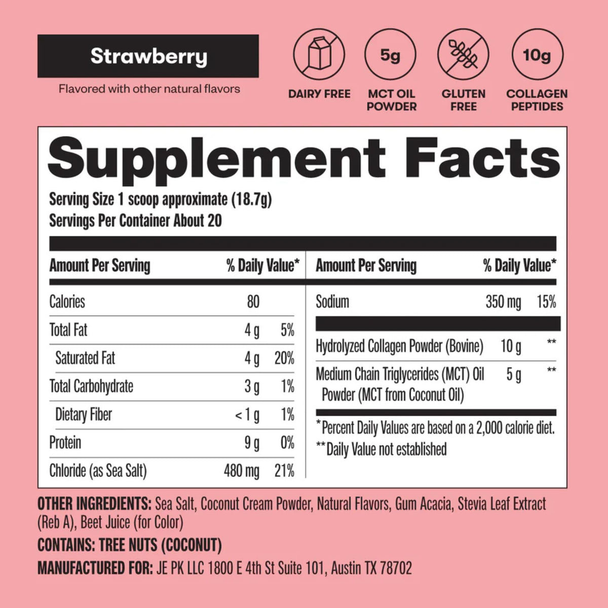 Perfect Keto Collagen Protein Powder with MCT Oil - Grassfed