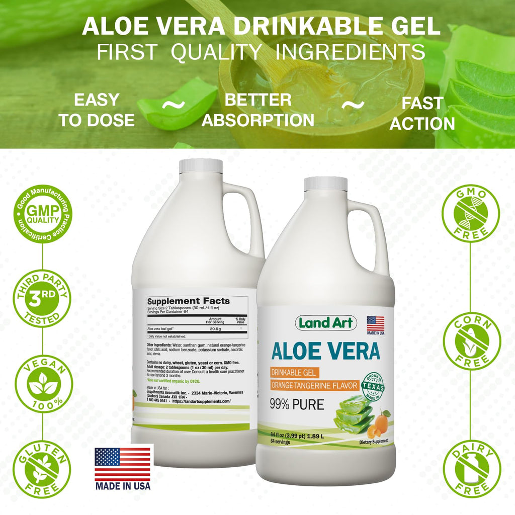 Land Art Pure Aloe Vera Drinkable Gel - Cold-Processed Inner Filet