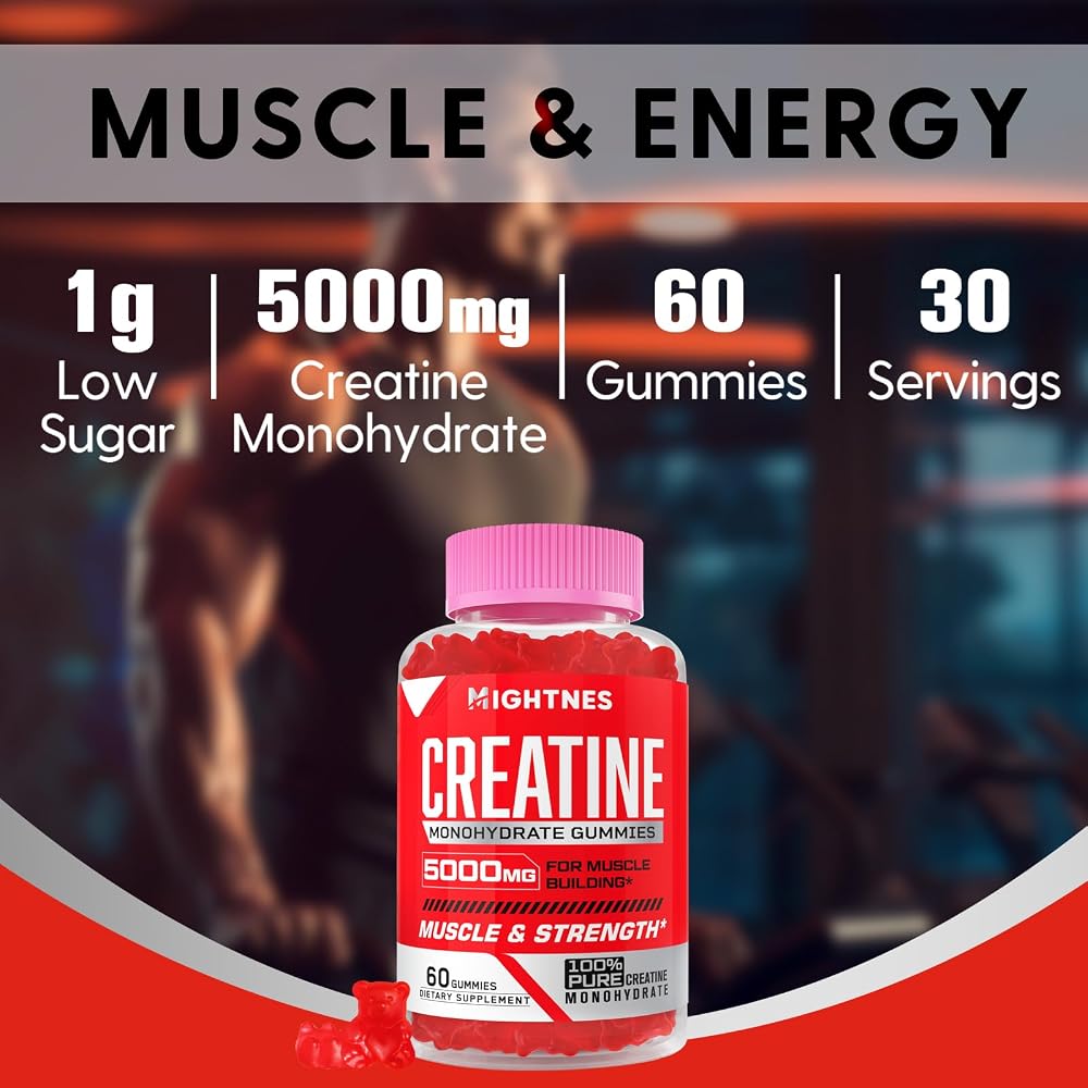 Mightnes Creatine Monohydrate Gummies for Men & Women - Creatine