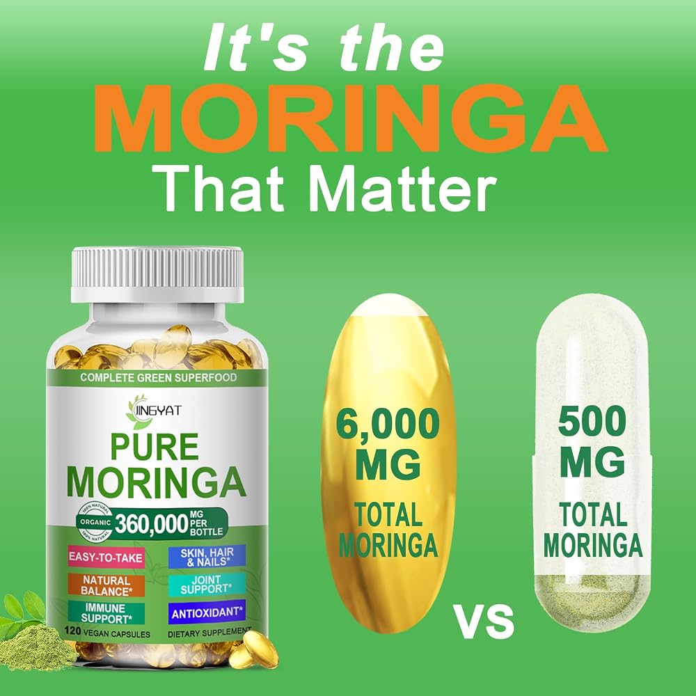 JINGYAT Moringa Softgels Organic Extract for Energy - 120 Softgels - image 5