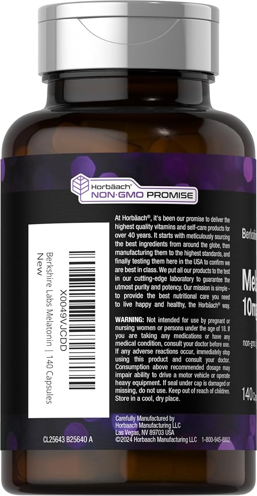 Horbäach Berkshire Labs Melatonin 10mg - 140 Capsules - image 3
