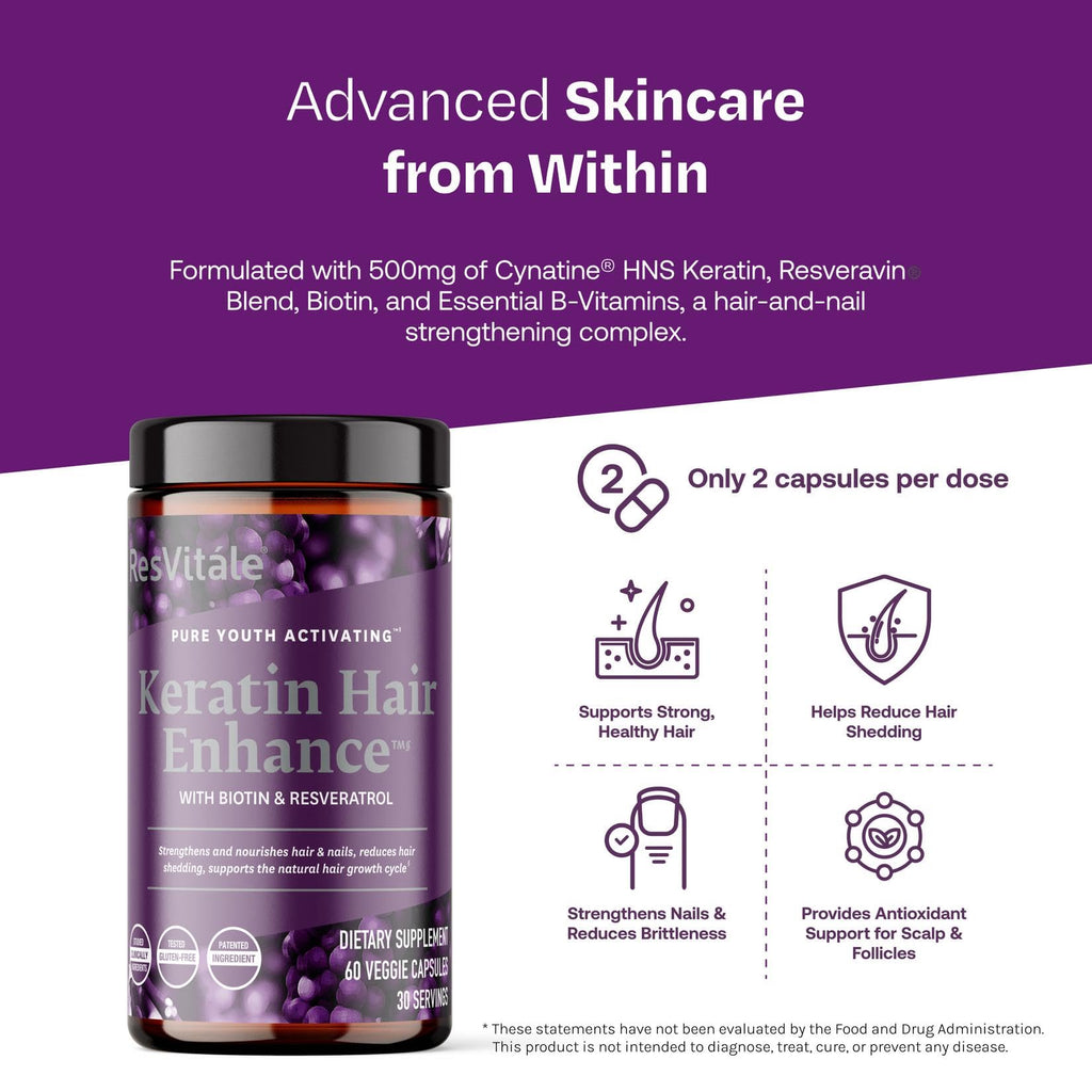 ResVitale Keratin Hair Enhance Supplement - 60 Capsules - image 3