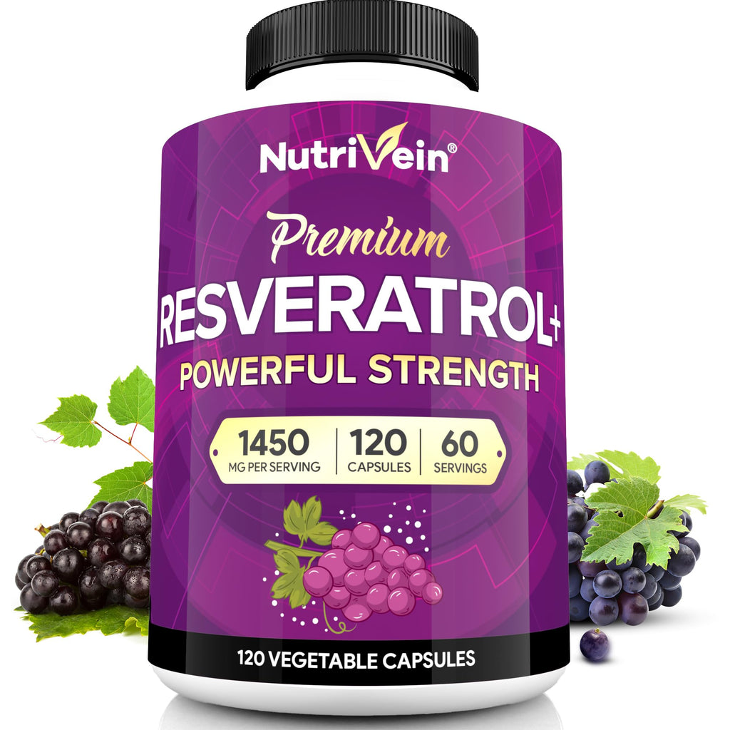 Nutrivein Premium Pure Resveratrol Supplement 1450mg - 120 Capsules
