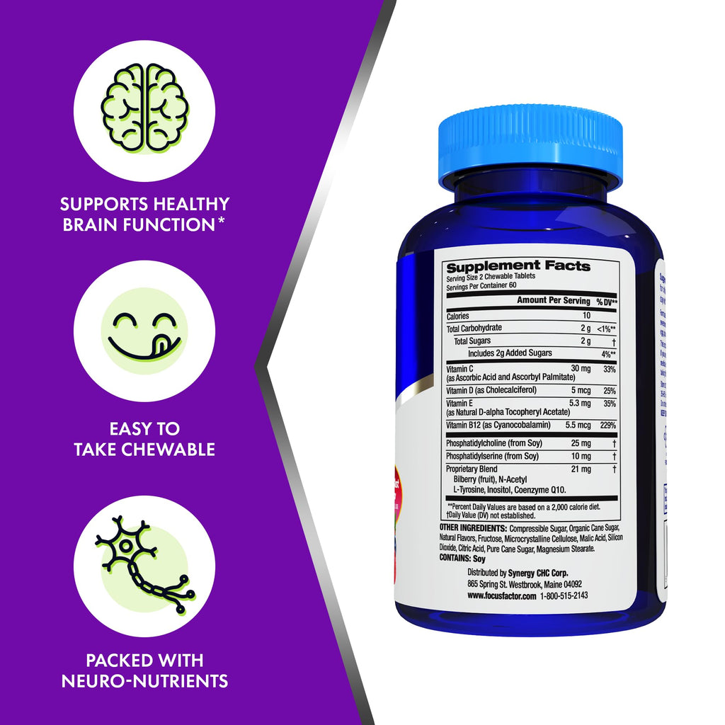 Focus Factor Kids Extra Strength Brain Health Chewable - 120 Count - image 4