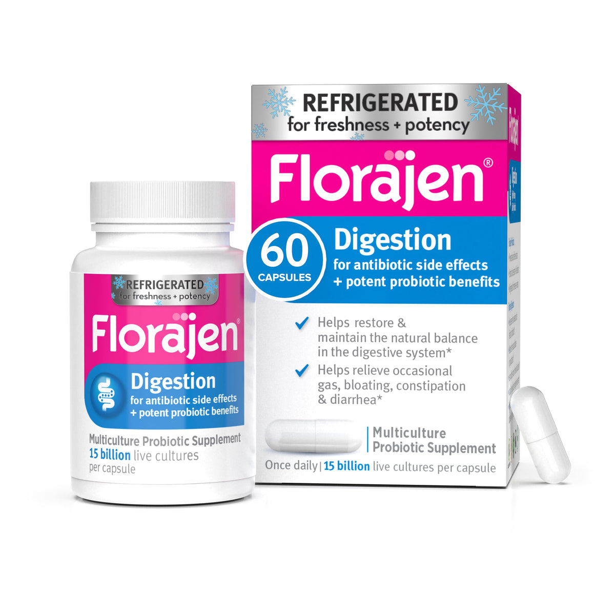 Florajen Digestion Probiotic - Gut Health Supplement for Bloating