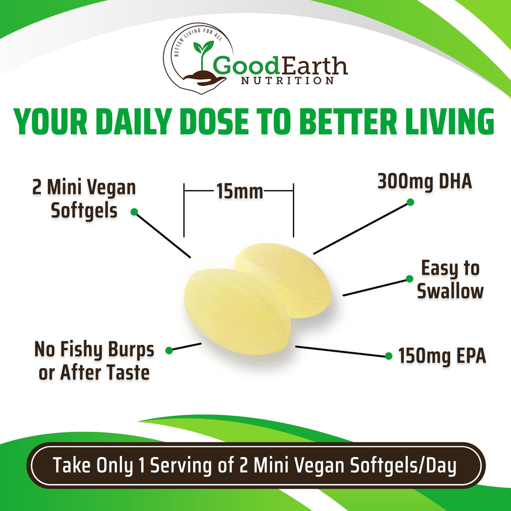 GoodEarth Nutrition Vegan Omega-3 DHA/EPA - 60 Softgels - image 3