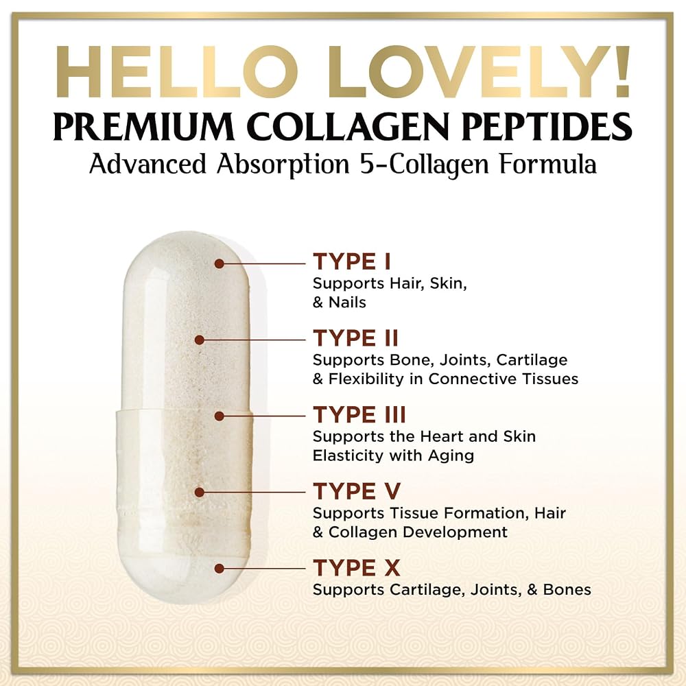 Hello Lovely! Multi Collagen Peptides for Women & Men - 2400mg