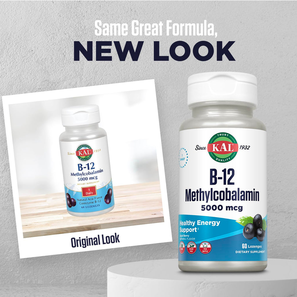 KAL Vitamin B-12 Methylcobalamin 5000mcg Energy Support - 60 Lozenges - image 2