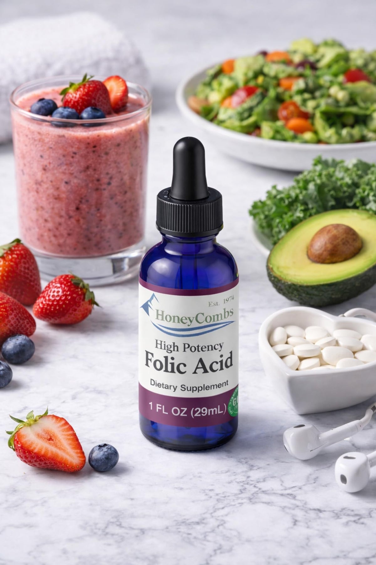 HoneyCombs Vitamin B9 Folic Acid Liquid Drops - 1 Fl Oz - image 4