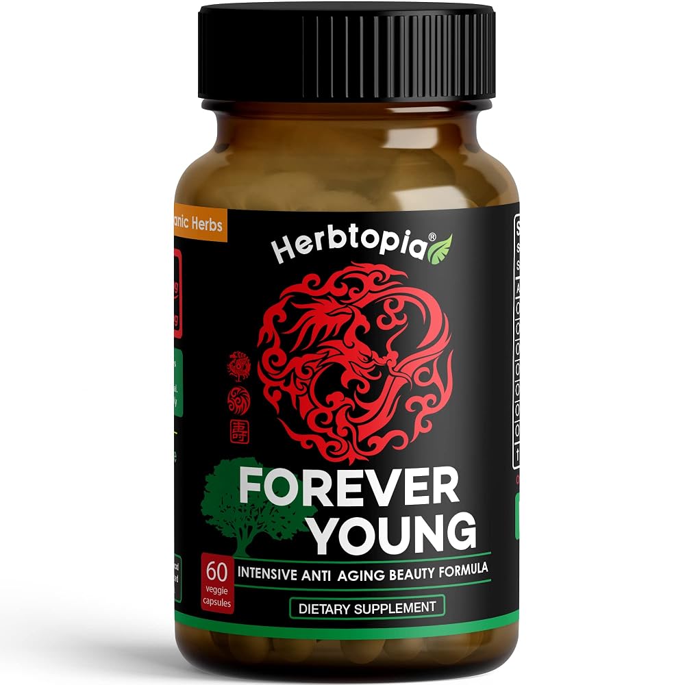 Herbtopia Forever Young Anti Aging Adaptogen Supplement - 60 Vegan Capsules