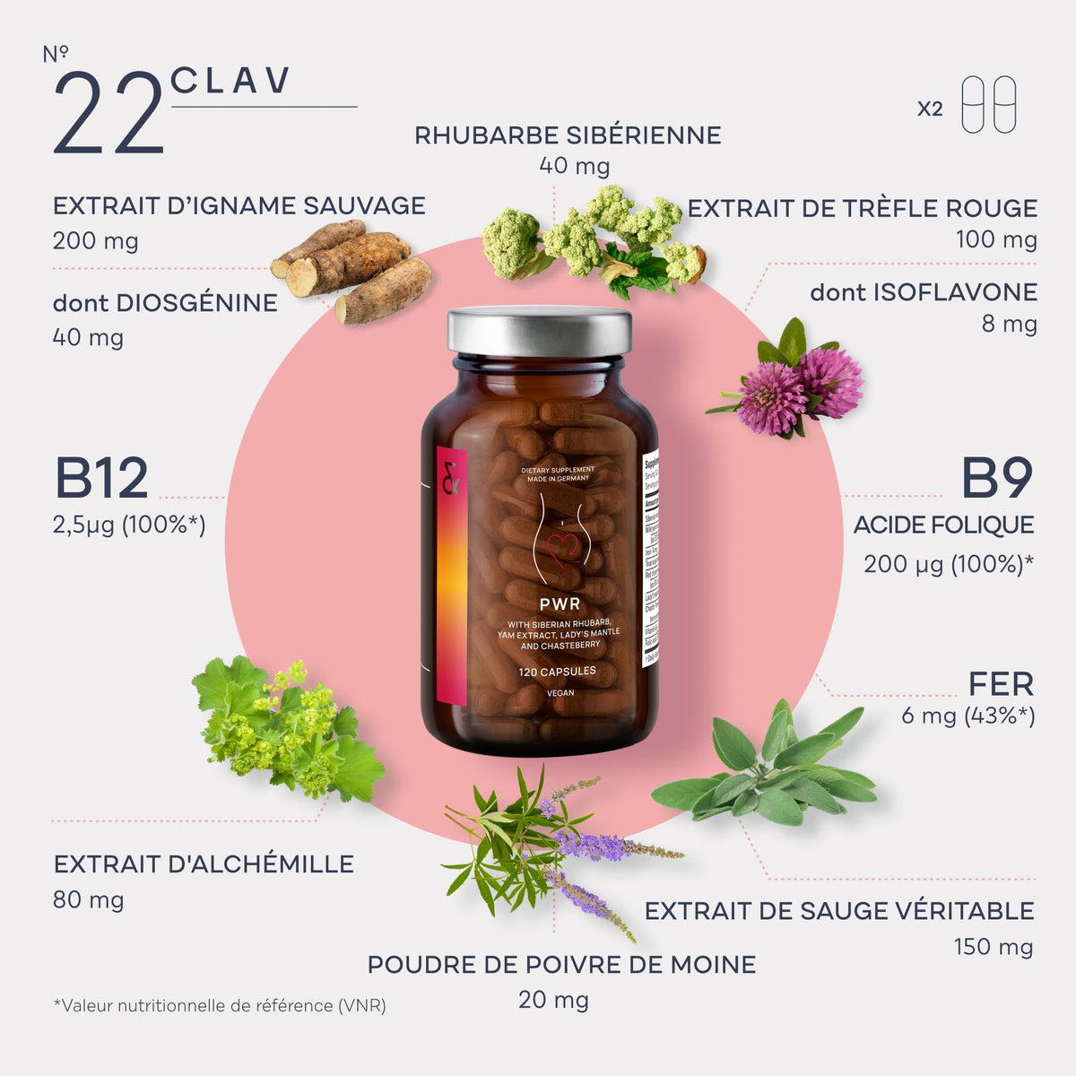 CLAV Power Hormone Balance for Women Plant-Based Complex - 120 Capsules - image 5