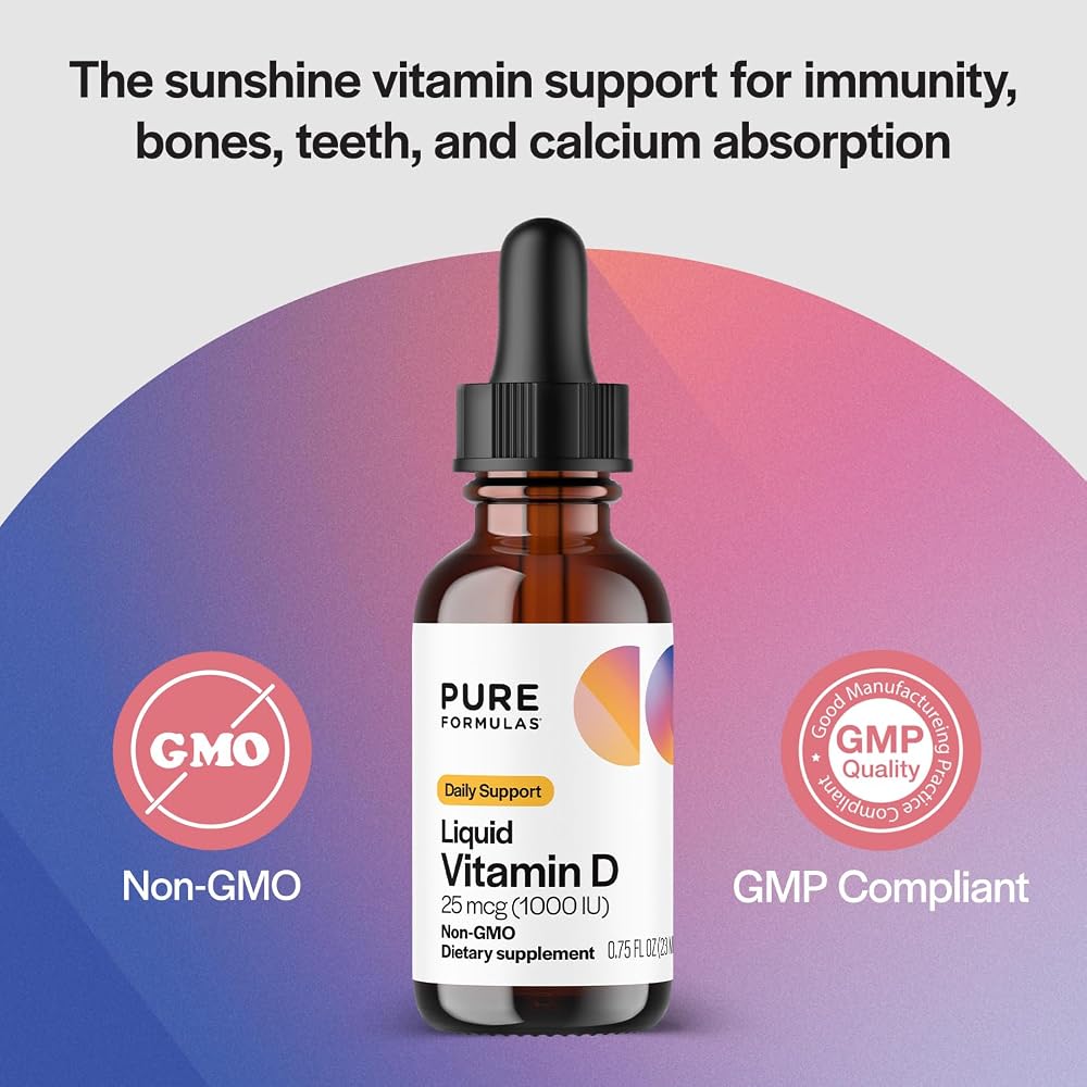 PureFormulas Vitamin D3 Drops 25 mcg (1,000 IU) - 0.75 fl oz - image 3
