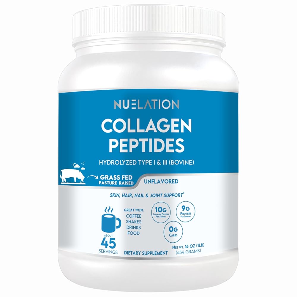 NUELATION Grass Fed Collagen Peptides Powder - 45 Servings