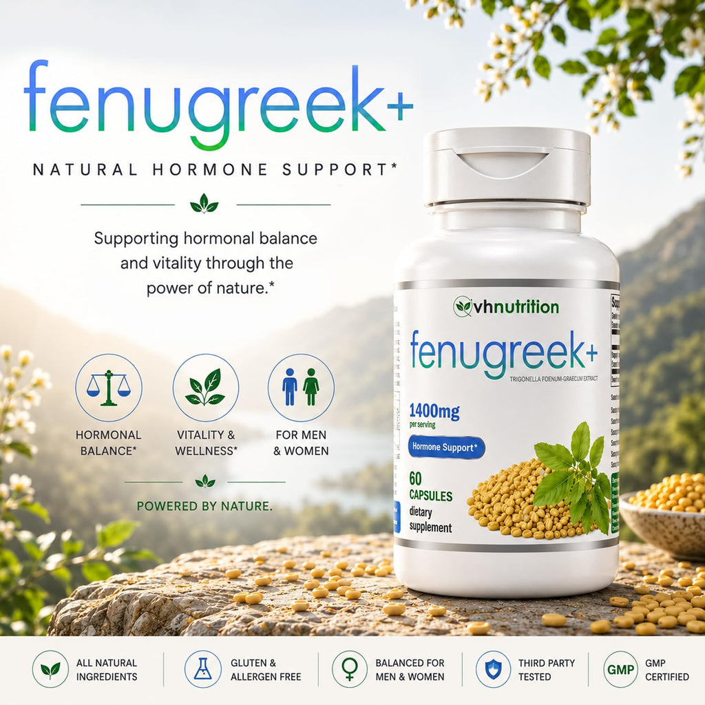 VH Nutrition Fenugreek+ 1400mg Capsules for Hormonal Balance - 60 Count - image 2