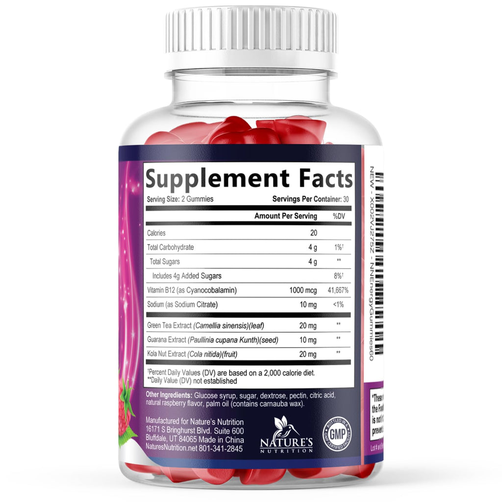 Nature's Nutrition Energy Gummies Vitamin B12 1000mcg Per Serving