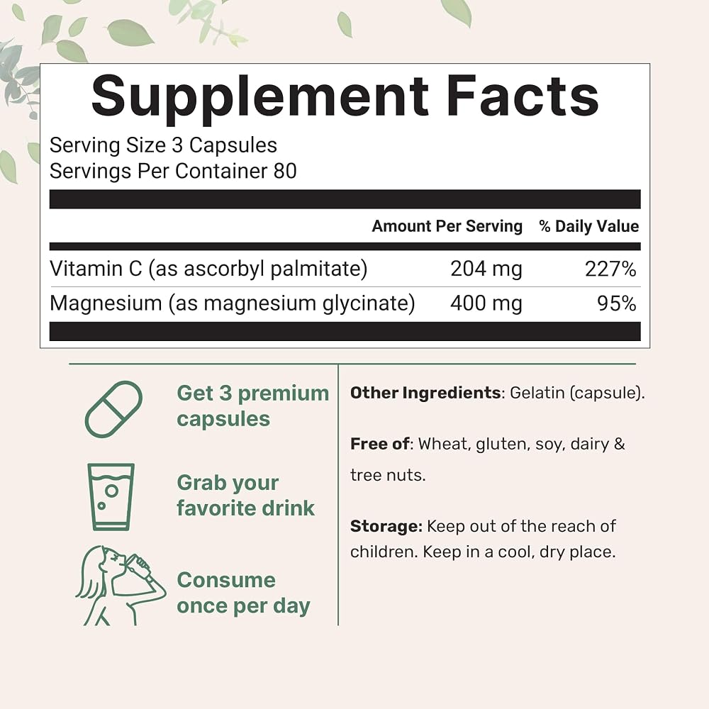 Micro Ingredients Pure Magnesium Glycinate 400mg - 240 Capsules - image 2