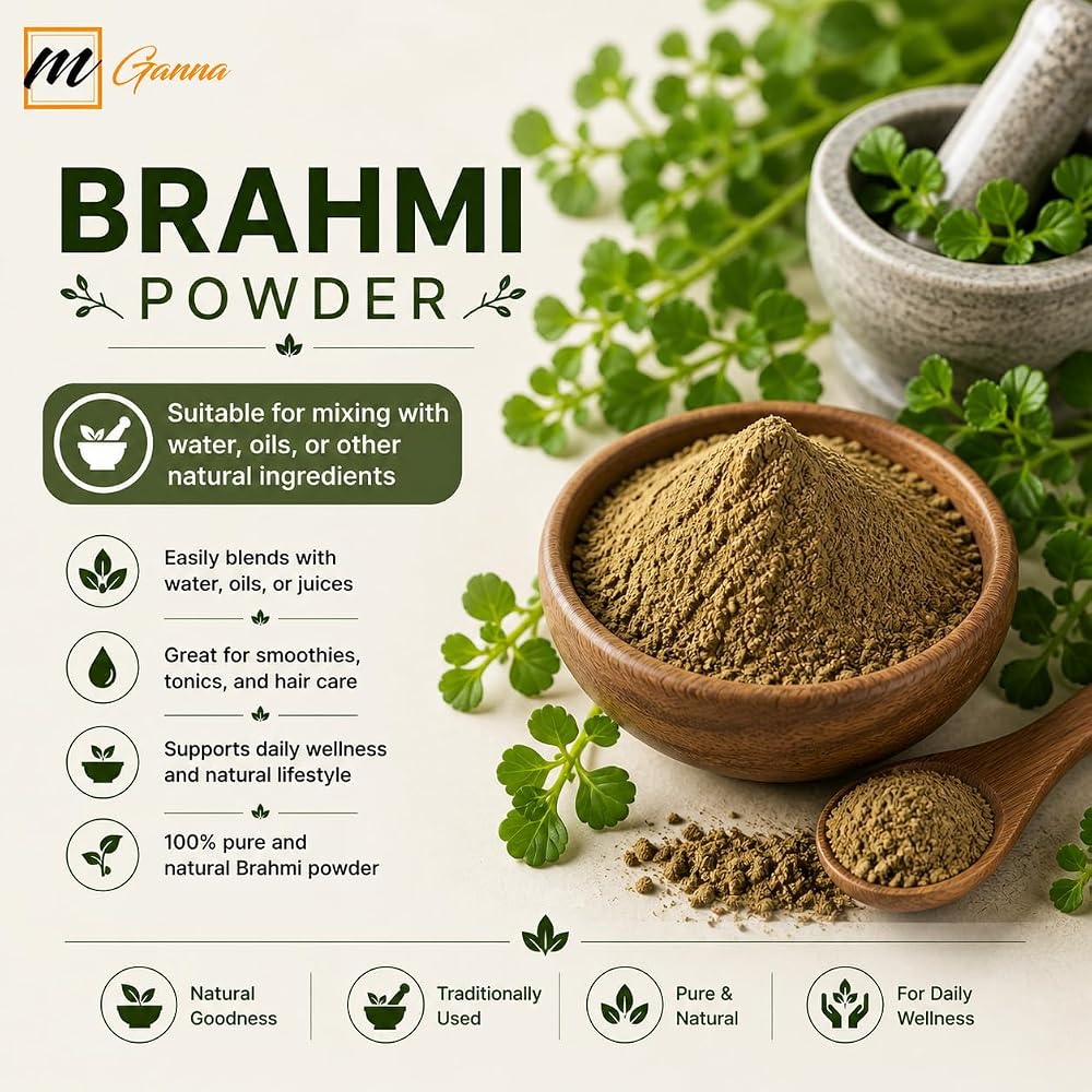 mGanna 100% Pure Brahmi Powder - 100g - image 4