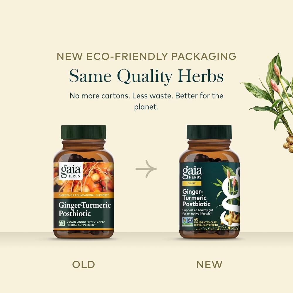 Gaia Herbs Ginger-Turmeric Postbiotic - 60 Vegan Capsules - image 7